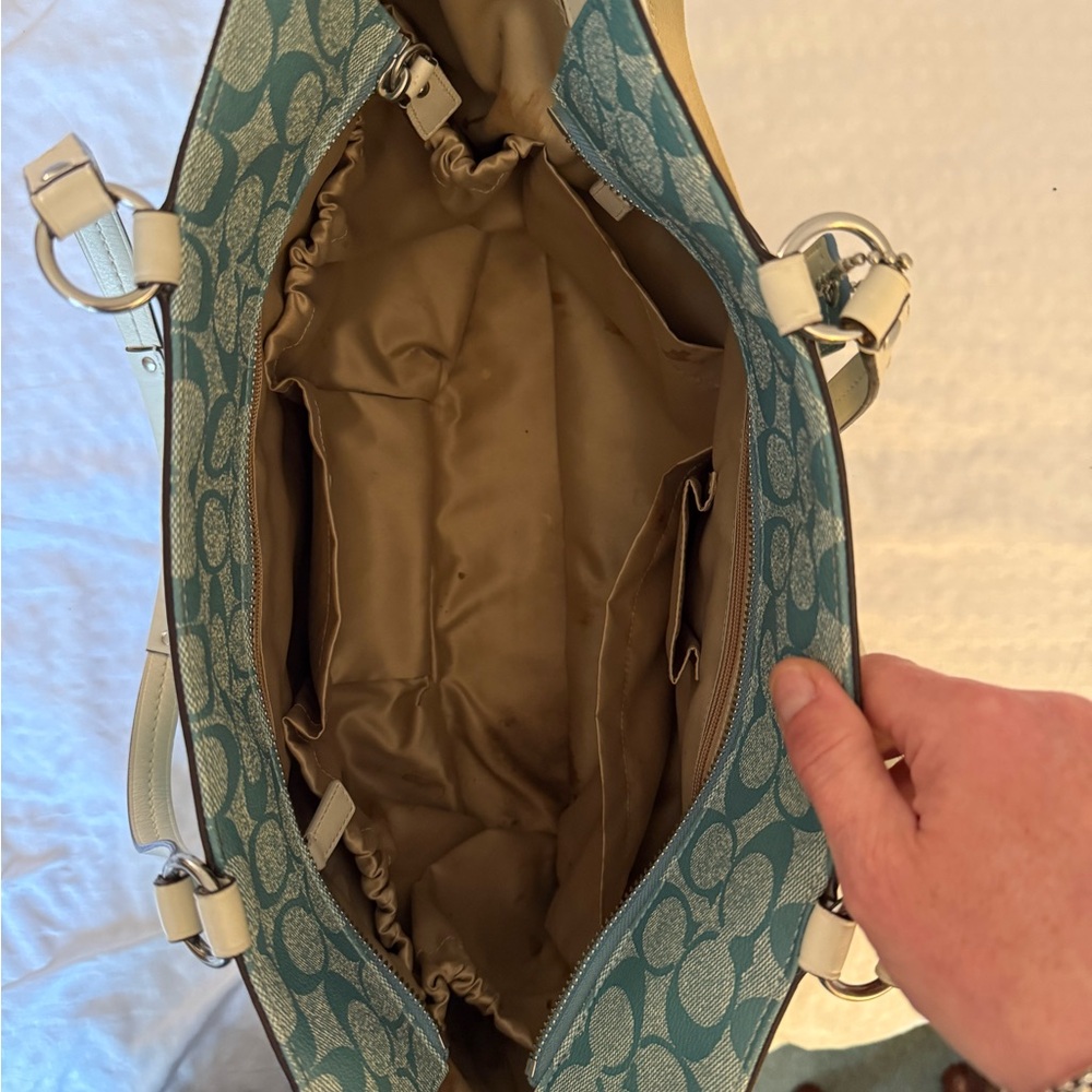 Coach Blue and Cream Women's Bag - Picture 5 of 7